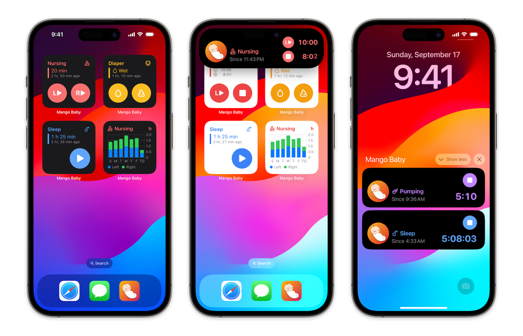 Mango Baby's all new interactive widgets and live activity feature