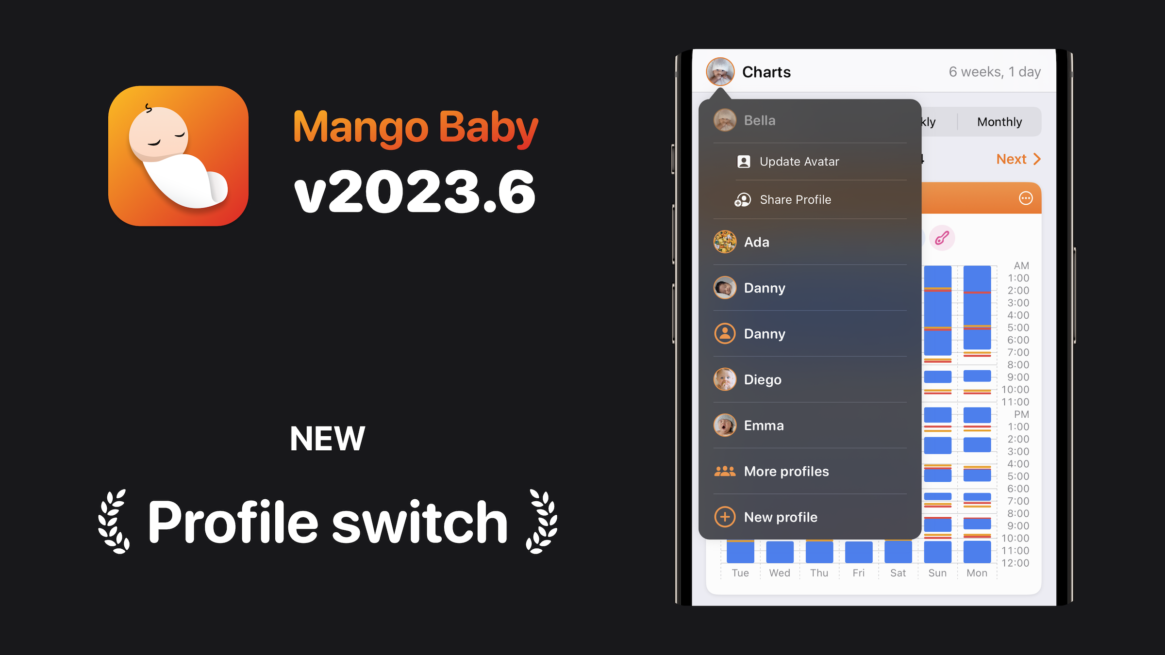 Mango Baby v2023.6 adds a new profile switch menu